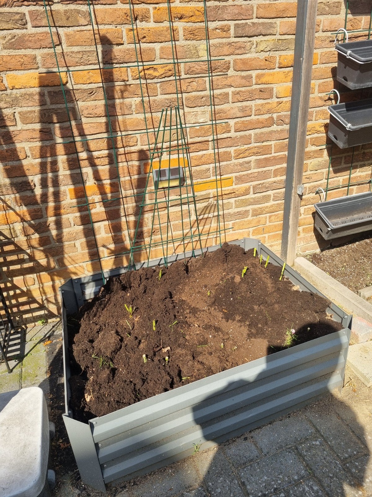 2 metalen moestuinbakken - nog netjes, Ophalen of Verzenden, Zo goed als nieuw, Metaal, Tuin