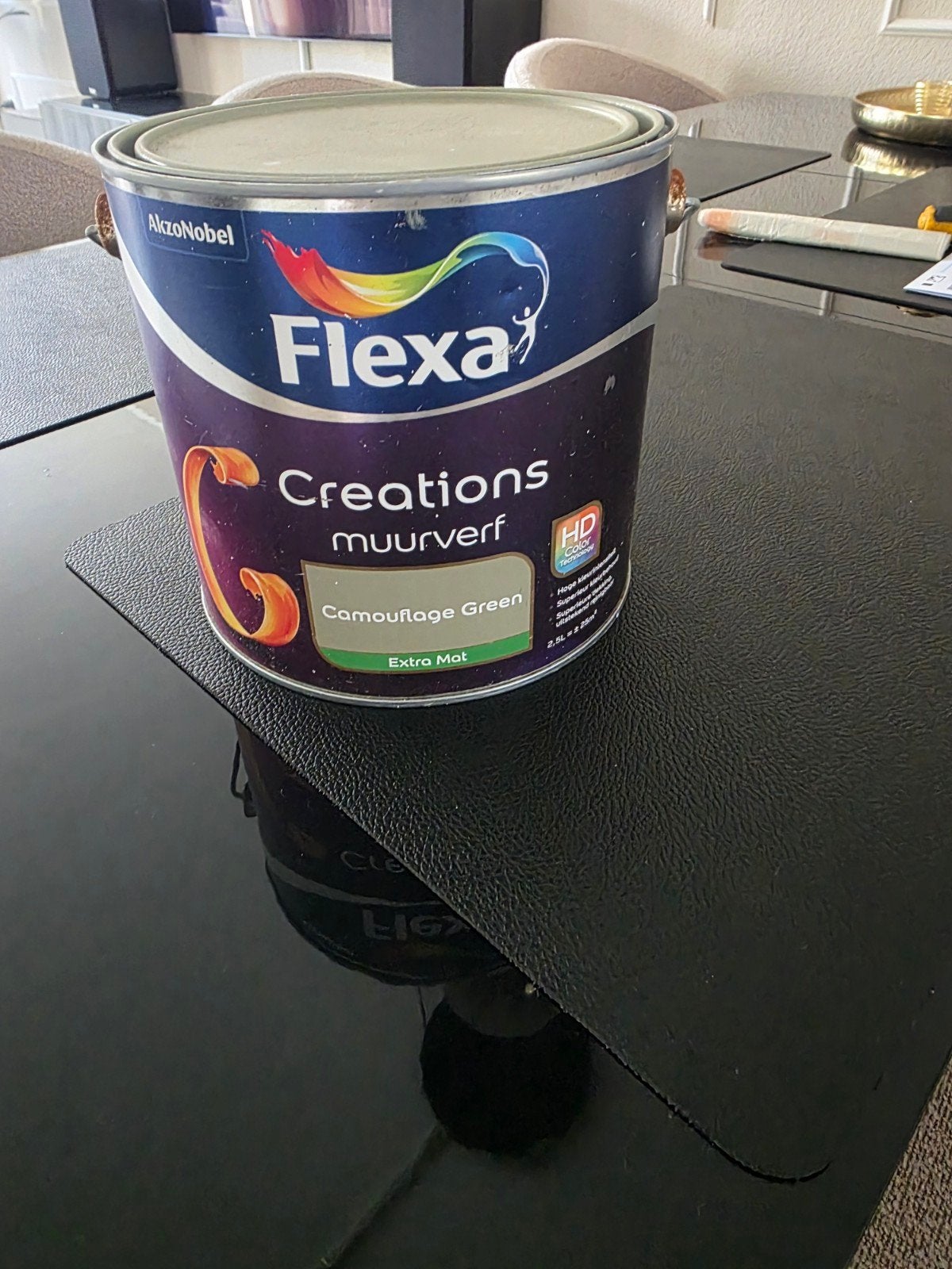 Flexa Creations Muurverf Camouflage Green Extra Mat 2.5L, Ophalen, Nieuw, Verf, Minder dan 5 liter