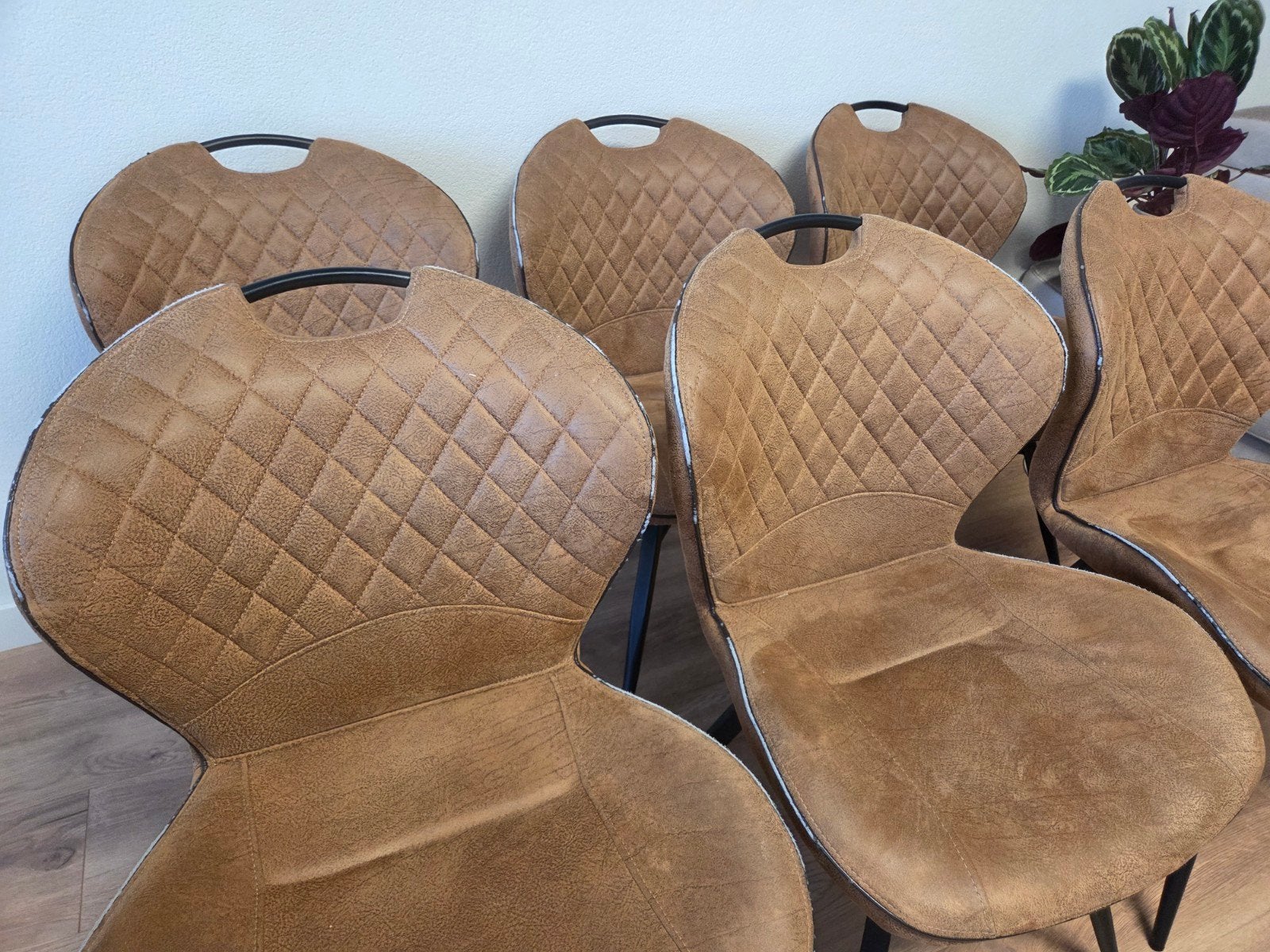 6x eetstoelen Haco (Grace) cognac, Ophalen, Bruin, Zo goed als nieuw, Stof