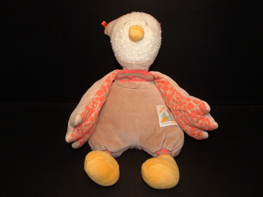 MOULIN ROTY VOGEL VELOURS BEIGE/ORANJE MET WIT, Kinderen en Baby's, Ophalen of Verzenden, Nieuw, Overige typen