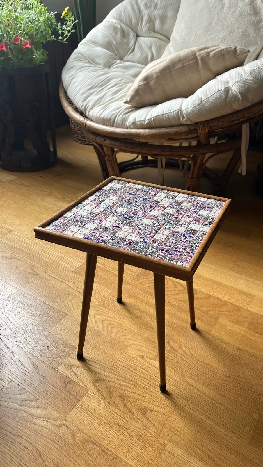 Bijzettafeltje met mozaiek, Ophalen, Minder dan 45 cm, Minder dan 55 cm, Gebruikt