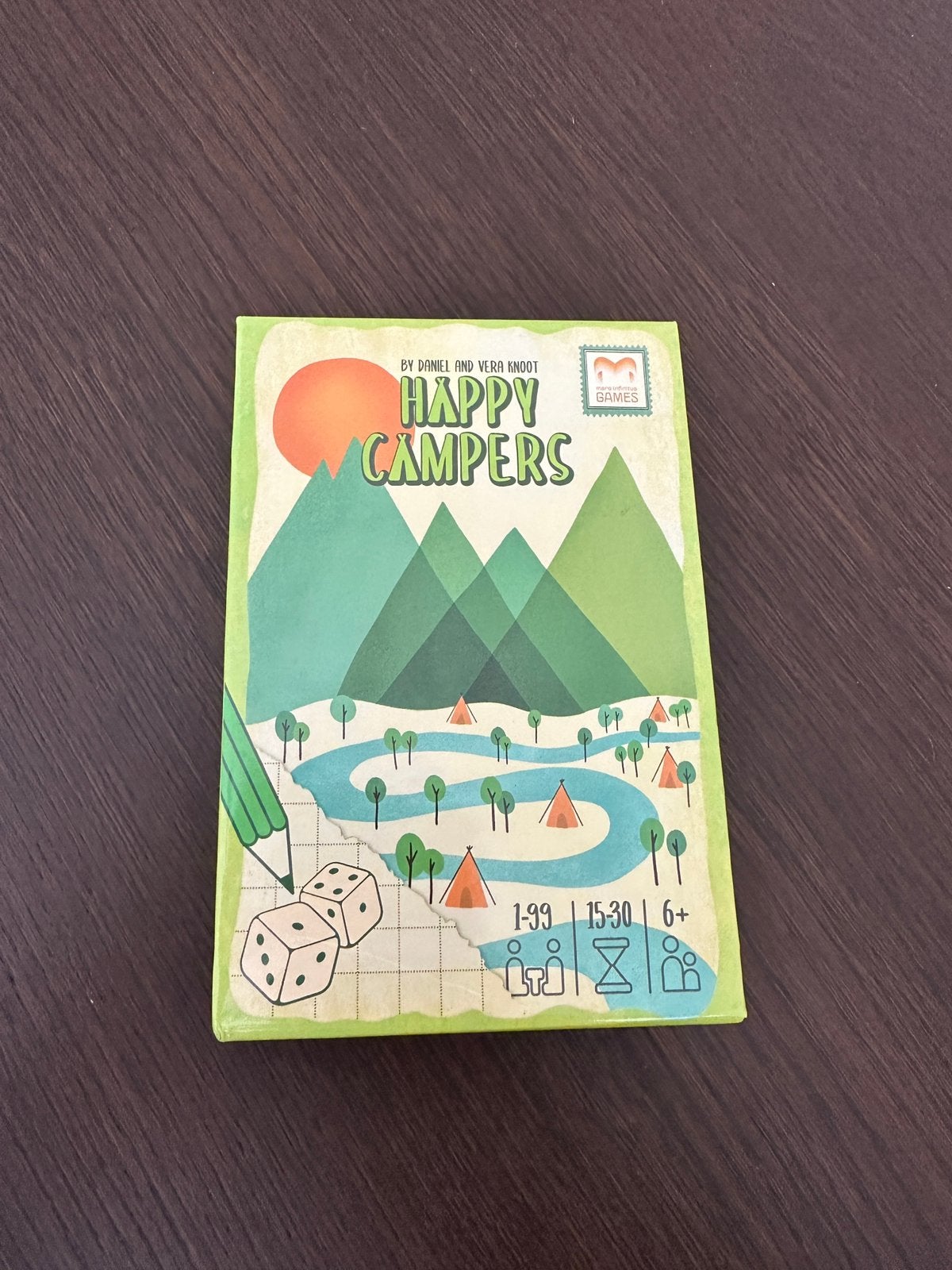 Happy campers bordspel, Hobby en Vrije tijd, Gezelschapsspellen | Bordspellen, Ophalen of Verzenden, Zo goed als nieuw