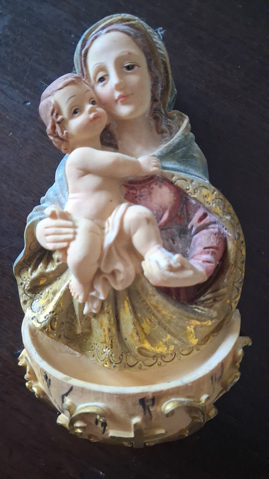 Maria met kindje Jezus wijwaterbakje - 13 cm, Antiek en Kunst, Ophalen of Verzenden
