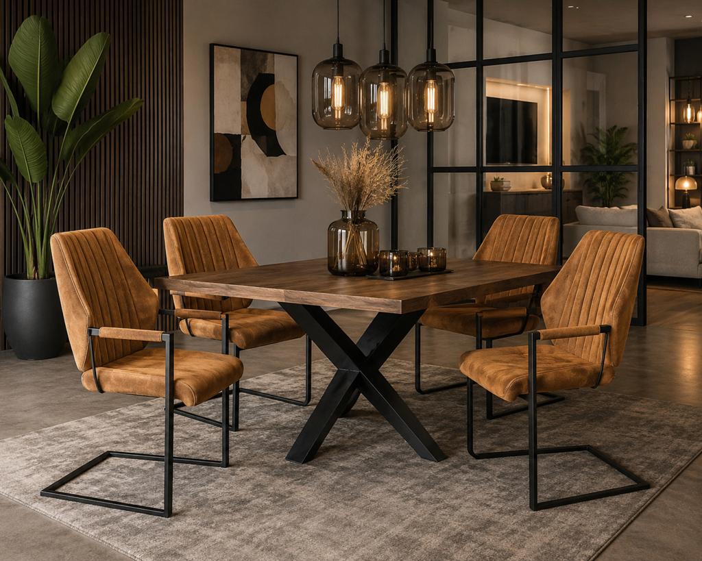 4 Vera Eettafel stoel cognac showmodel, Ophalen, Industrieweg 25, Rj, Zwart