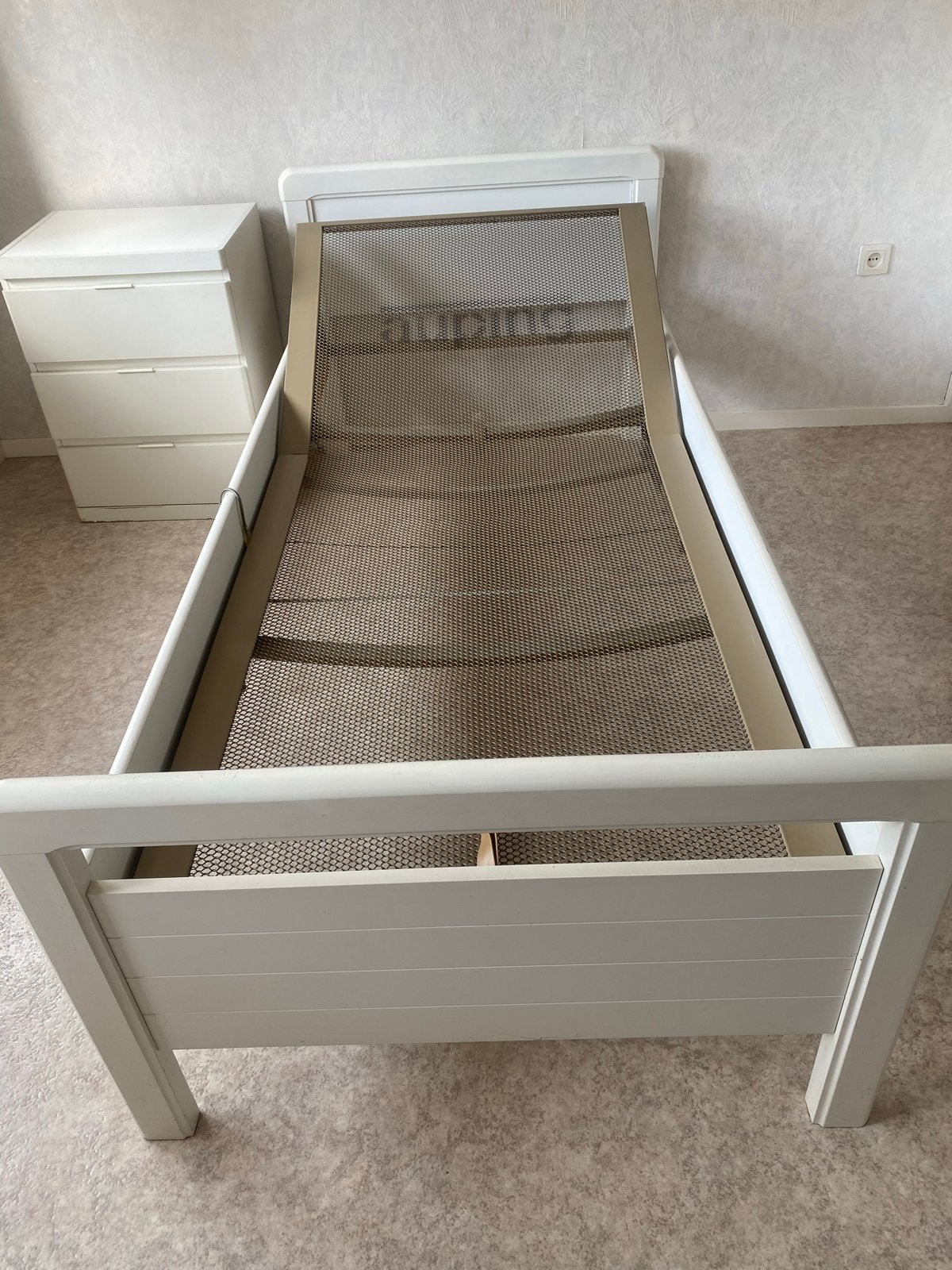Eenpersoons Auping bed met verstelbare bodem, Ophalen, 90 cm, Eenpersoons, Wit