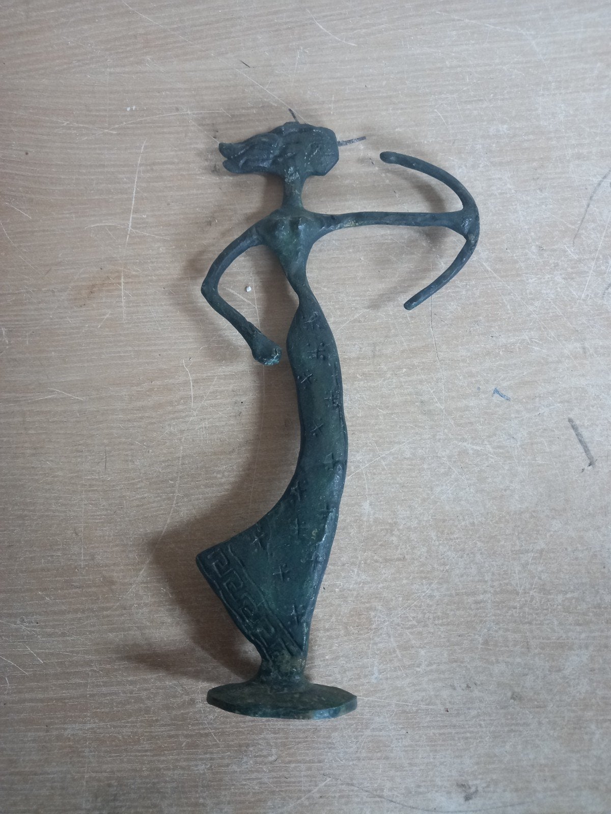 Bronzen Beeld: Vrouw met Boog - Abstracte Jageres, Ophalen, Handgemaakt, Brons, 20 - 50 cm