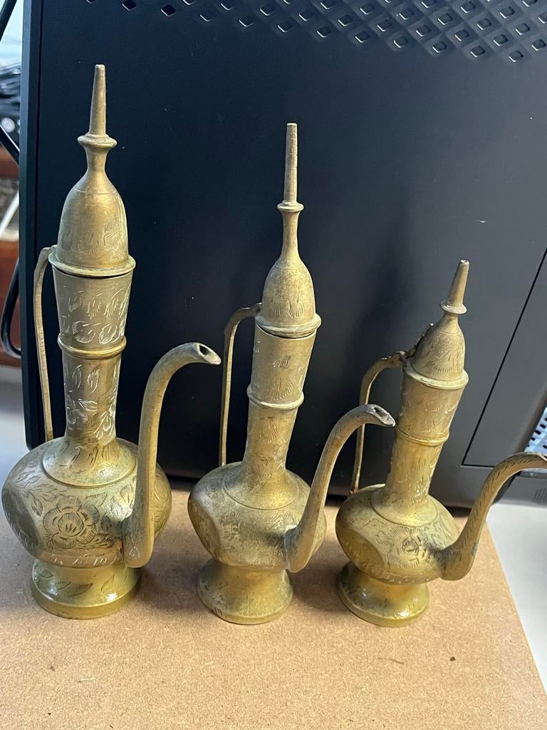 Set van 3 Sierlijke Messing Waterkannetjes - Decoratie, Ophalen