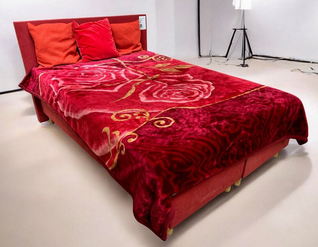 Twijfelaar eenpersoon rood bed boxspring M-line matras # 288, Ophalen, Boxspring, Gebruikt, 140 cm