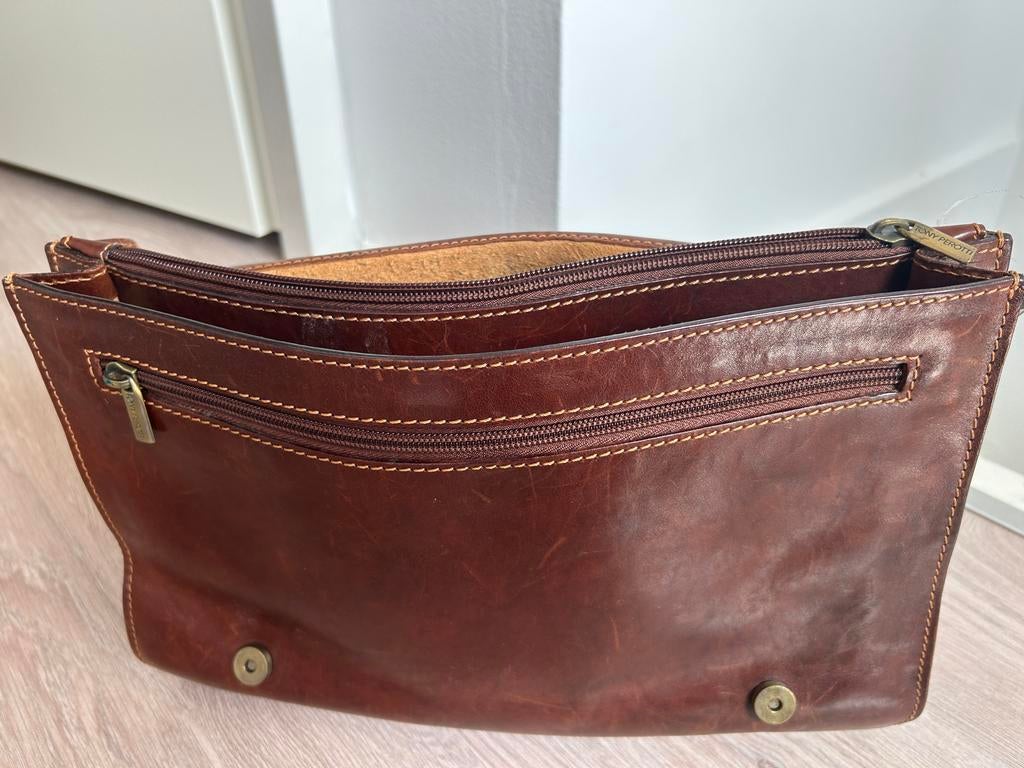 Tony Perotti Leren Aktetas/Attachékoffer - Bruin, 40 tot 60 cm, Gebruikt, 20 tot 30 cm, Bruin