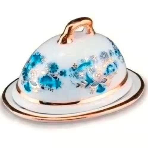 Reutter Miniatuur Boterkoepel met Blauw Bloemmotief, Ophalen of Verzenden