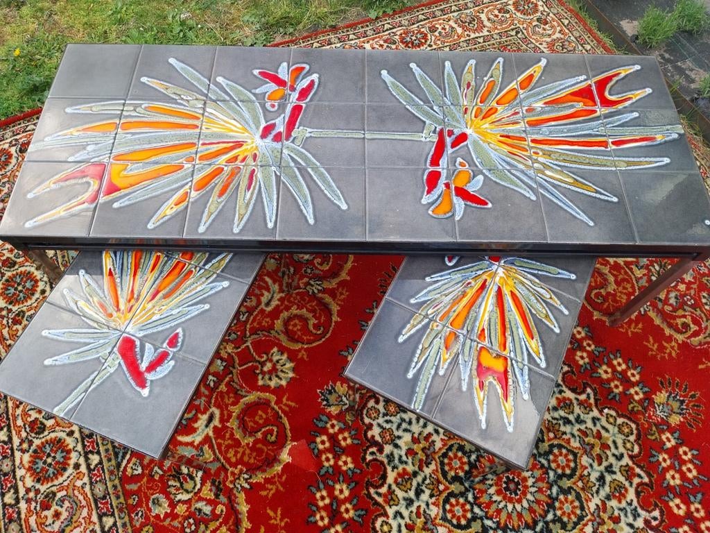 Vintage Adri salontafel met bijzet tafels, Ophalen, 50 tot 100 cm, 50 tot 100 cm, Minder dan 50 cm