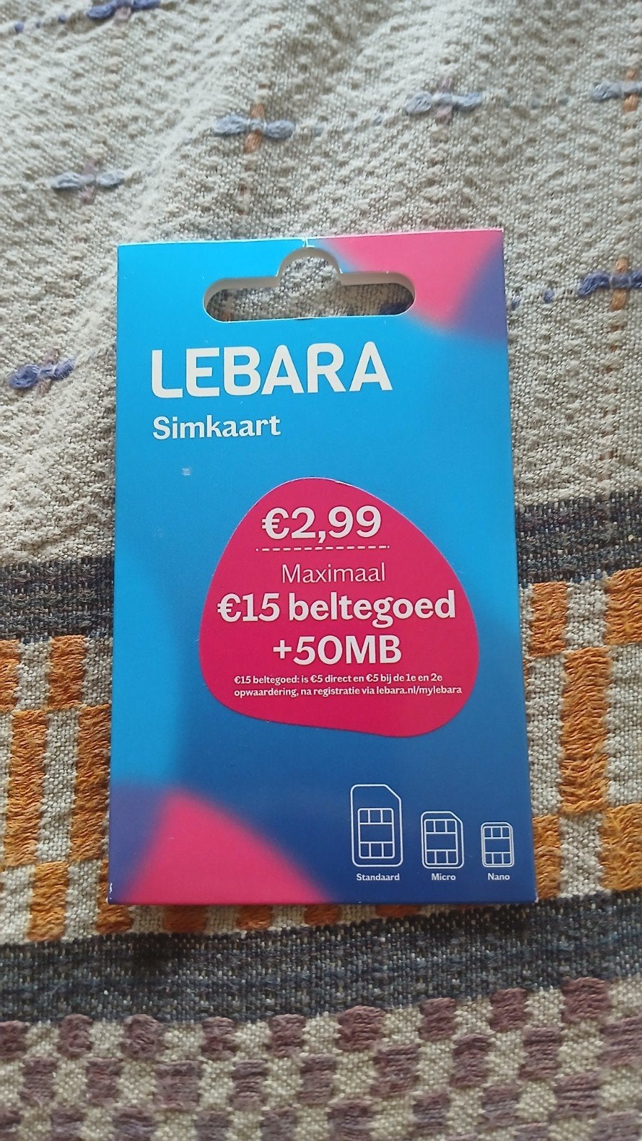 Partij 200 stuks Lebara prepaid simkaart 15.00 tegoed + 50mb, Ophalen, Nieuw, KPN, Simkaart