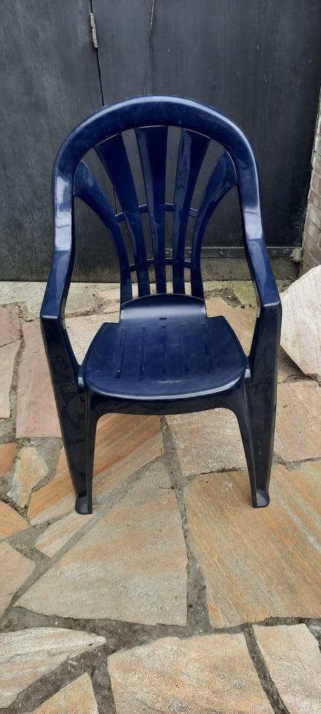 Blauwe Kunststof Stapelstoelen - Set van 10, Ophalen, Gebruikt, Kunststof, Stapelbaar