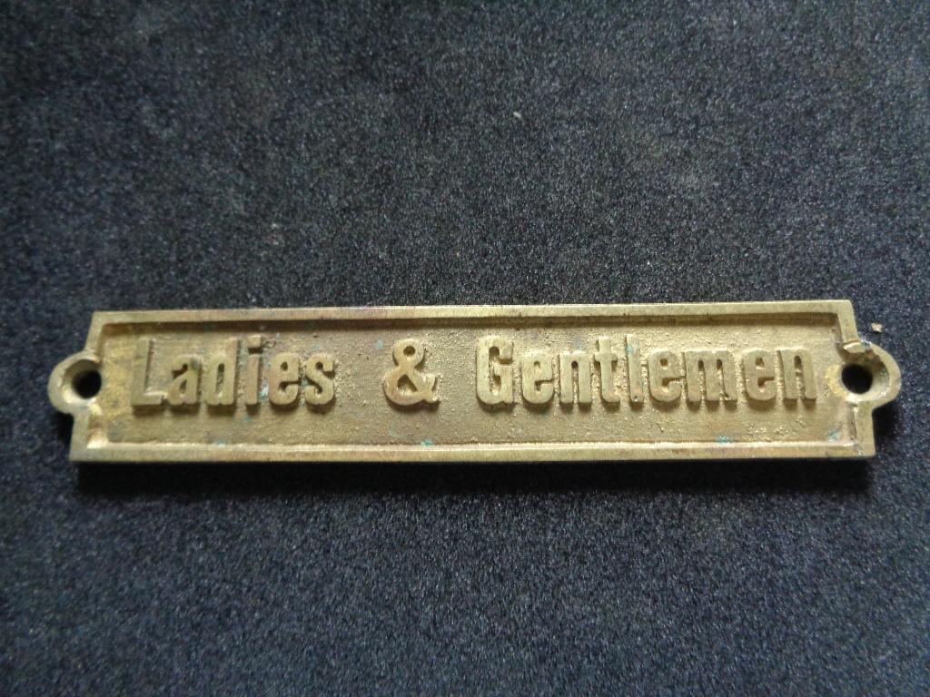 Wc messing Bordtje Ladies & Gentleman, Ophalen of Verzenden