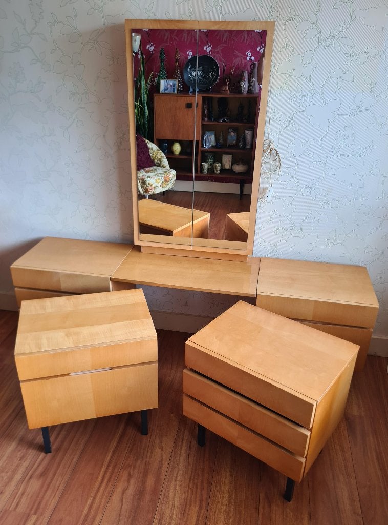 te koop: set kaptafel nachtkastjes, retro vintage jaren 60, Ophalen, Huis en Inrichting
