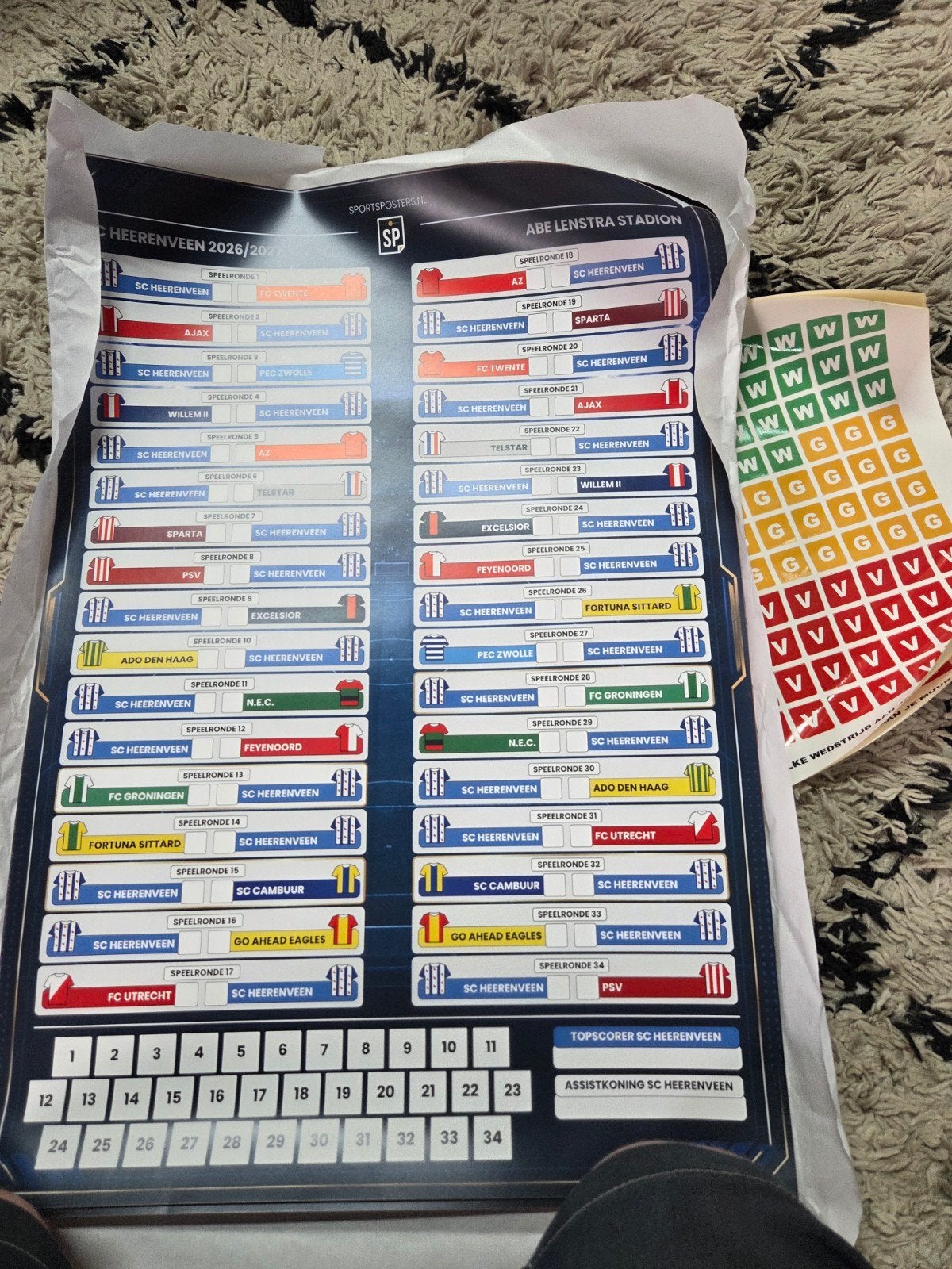 sc heerenveen speelschema, Ophalen of Verzenden, Nieuw, Overige binnenlandse clubs, Poster, Plaatje of Sticker