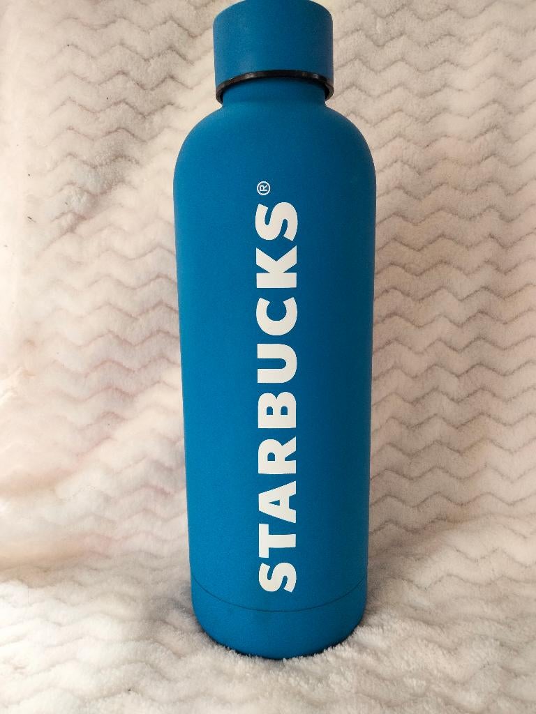 Starbucks waterfles/thermosfles blauw-wit, Ophalen of Verzenden, Gebruikt, Gebruiksvoorwerp