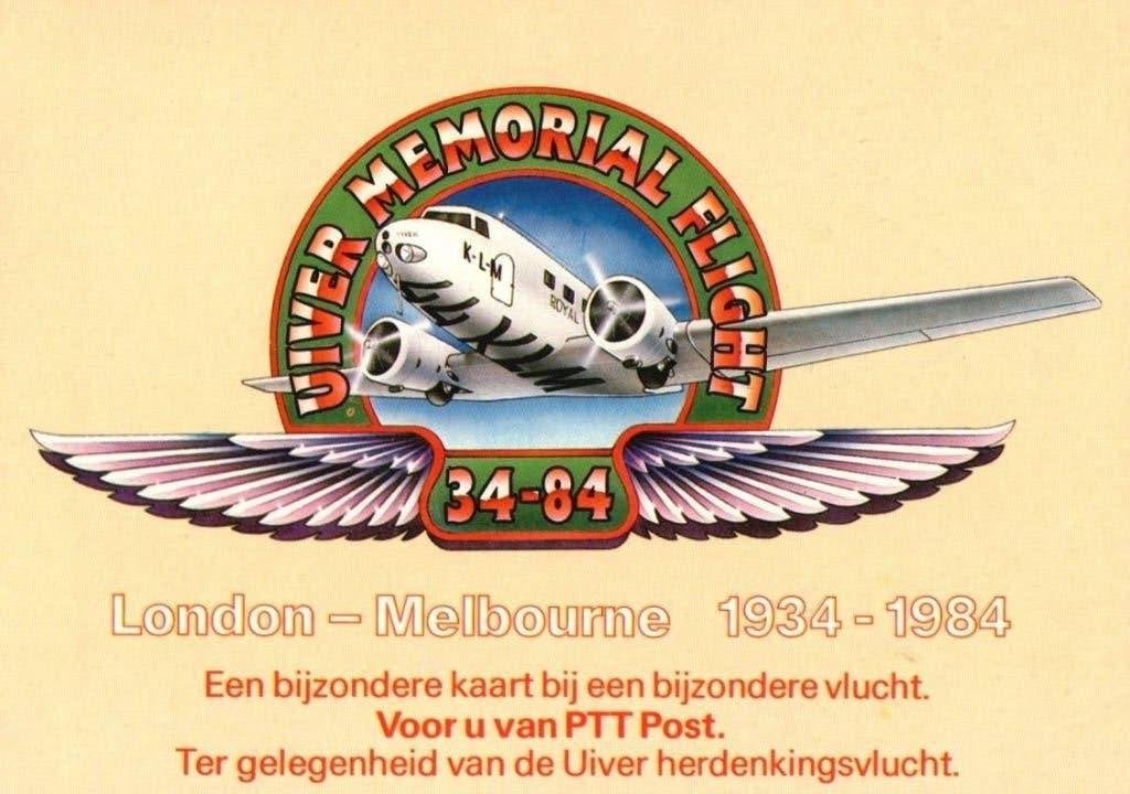 Uiver Herdenkingsvlucht 1984. mooi gelopen met spec. zegels, Verzamelen, Ophalen, Zo goed als nieuw, Kaart, Foto of Prent