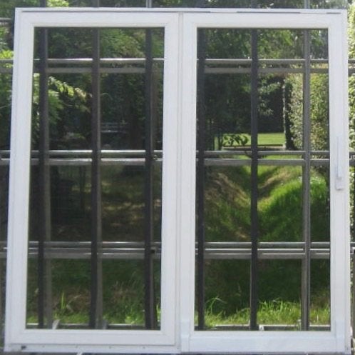 pvc pui , schuifdeur , schuifraam 205 x 210 wit / Zwart 9005, Ophalen, Kunststof, Zo goed als nieuw, 150 tot 225 cm