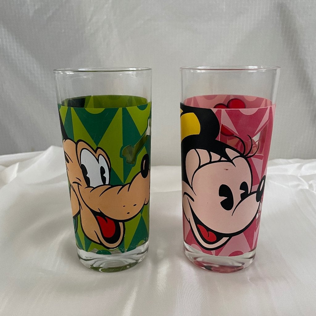 Disney Longdrink glazen – Pluto & Mickey Mouse, Ophalen of Verzenden, Goofy of Pluto, Zo goed als nieuw, Servies