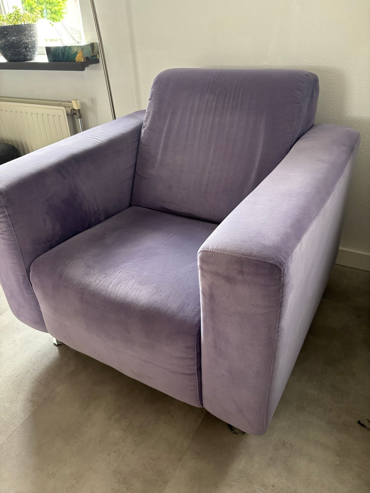 Comfortabele lila fauteuil - gebruikt maar goed, Ophalen, Gebruikt, 75 tot 100 cm, 75 tot 100 cm
