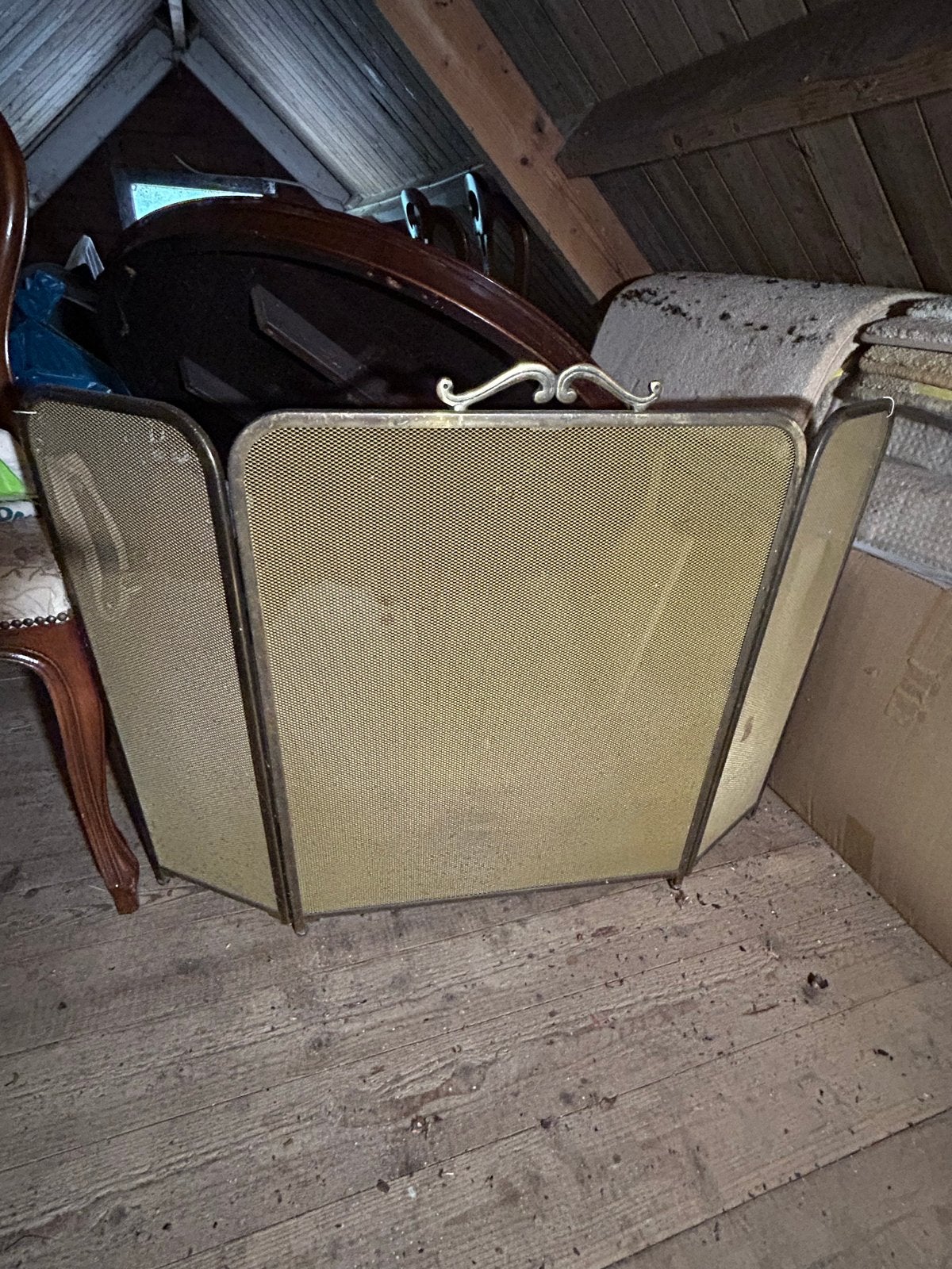 Opvouwbaar vintage haardscherm / vonkenscherm, Huis en Inrichting, Haarden, Ophalen, Gebruikt, Vrijstaande haard, Overige soorten