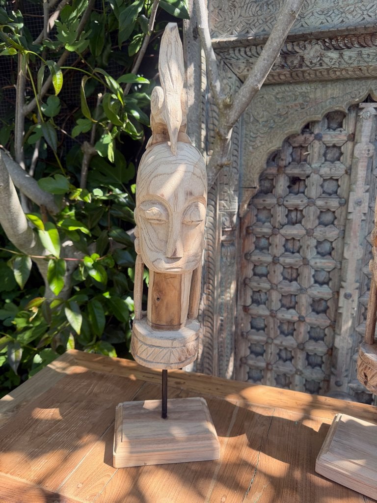 Java houtsnijwerk beeld handwerk Indonesie massief Javaanse, Boho, Nieuw, Ophalen of Verzenden, https://verburgtvintage.nl/#contact