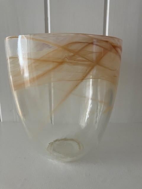 Vintage Franse Swirl vaas oranje doorschijnend jaren 60, Huis en Inrichting, Oranje, Ophalen of Verzenden, Minder dan 50 cm, Glas