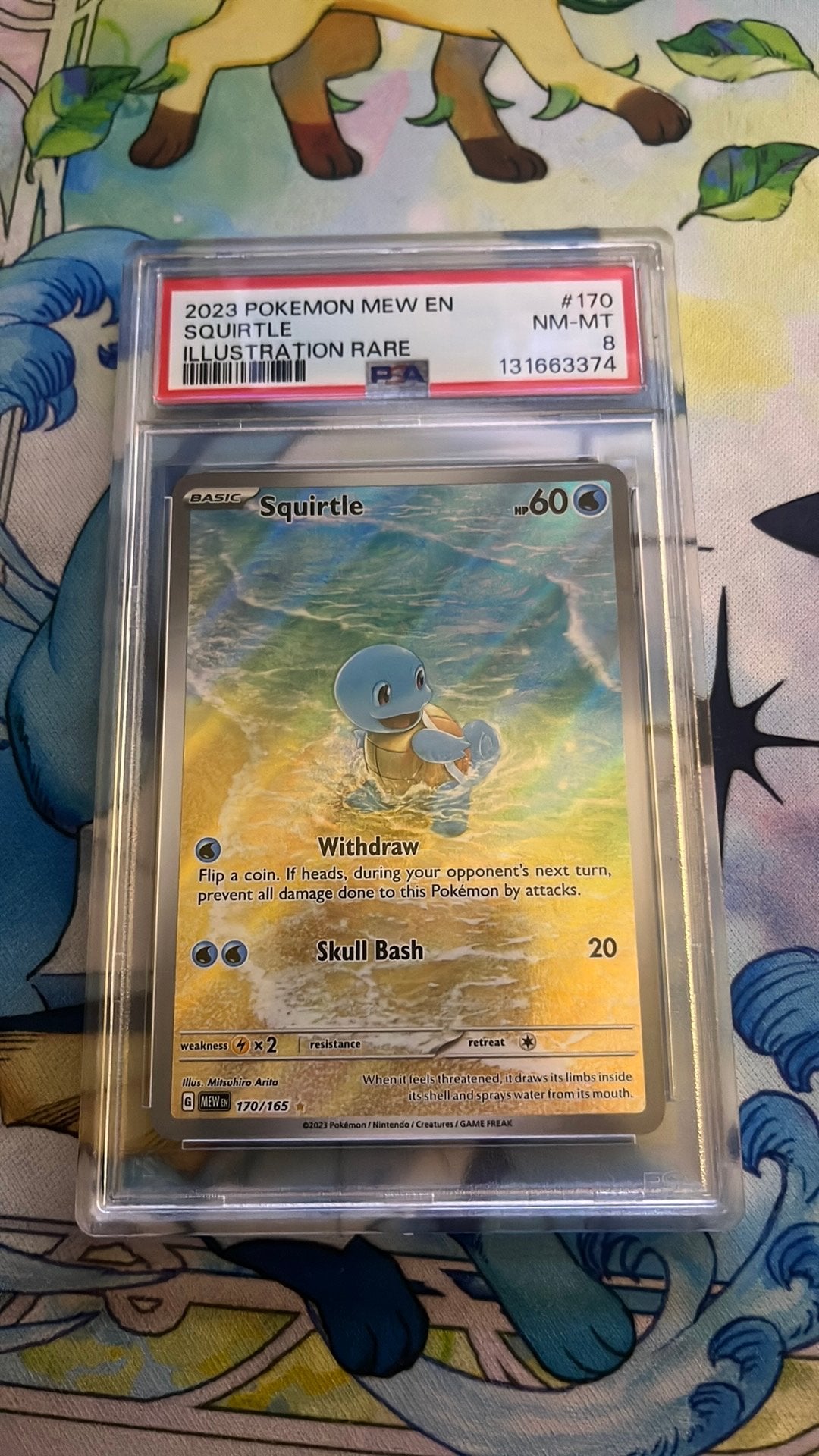 Pokemon 151 | PSA8 Squirtle 170/165, Ophalen of Verzenden, Zo goed als nieuw, Meerdere kaarten, Foil
