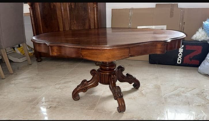 Antieke tafel met krullende details en lade - 127x80x60cm, Antiek en Kunst, Ophalen
