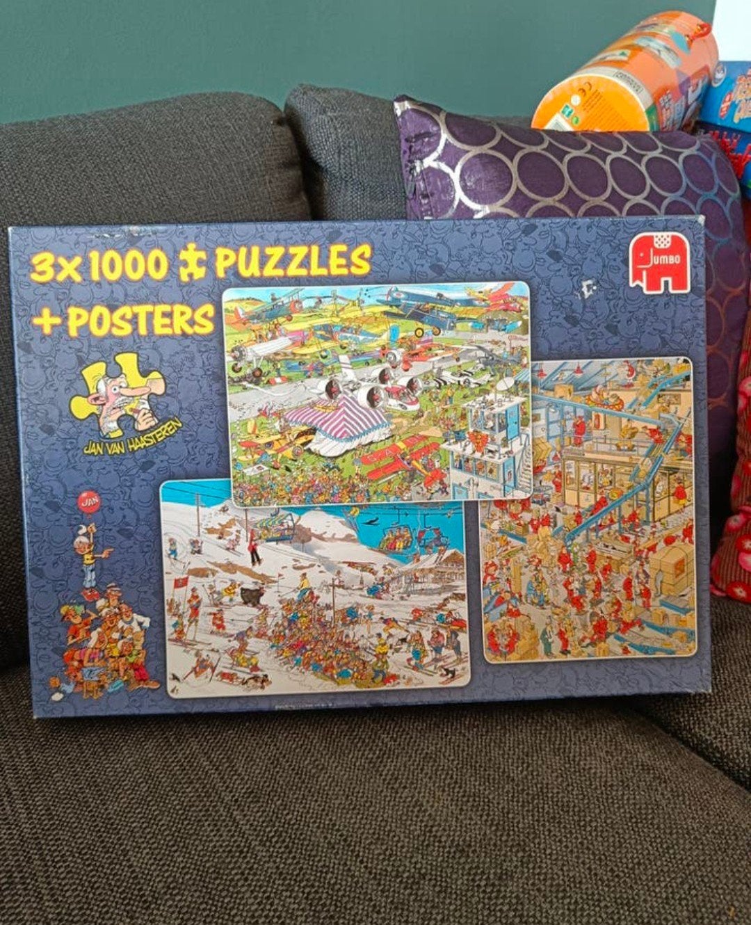 Jan van Haasteren 3x1000 stukjes - Busy Airport, Ophalen of Verzenden, 500 t/m 1500 stukjes, Gebruikt, Legpuzzel