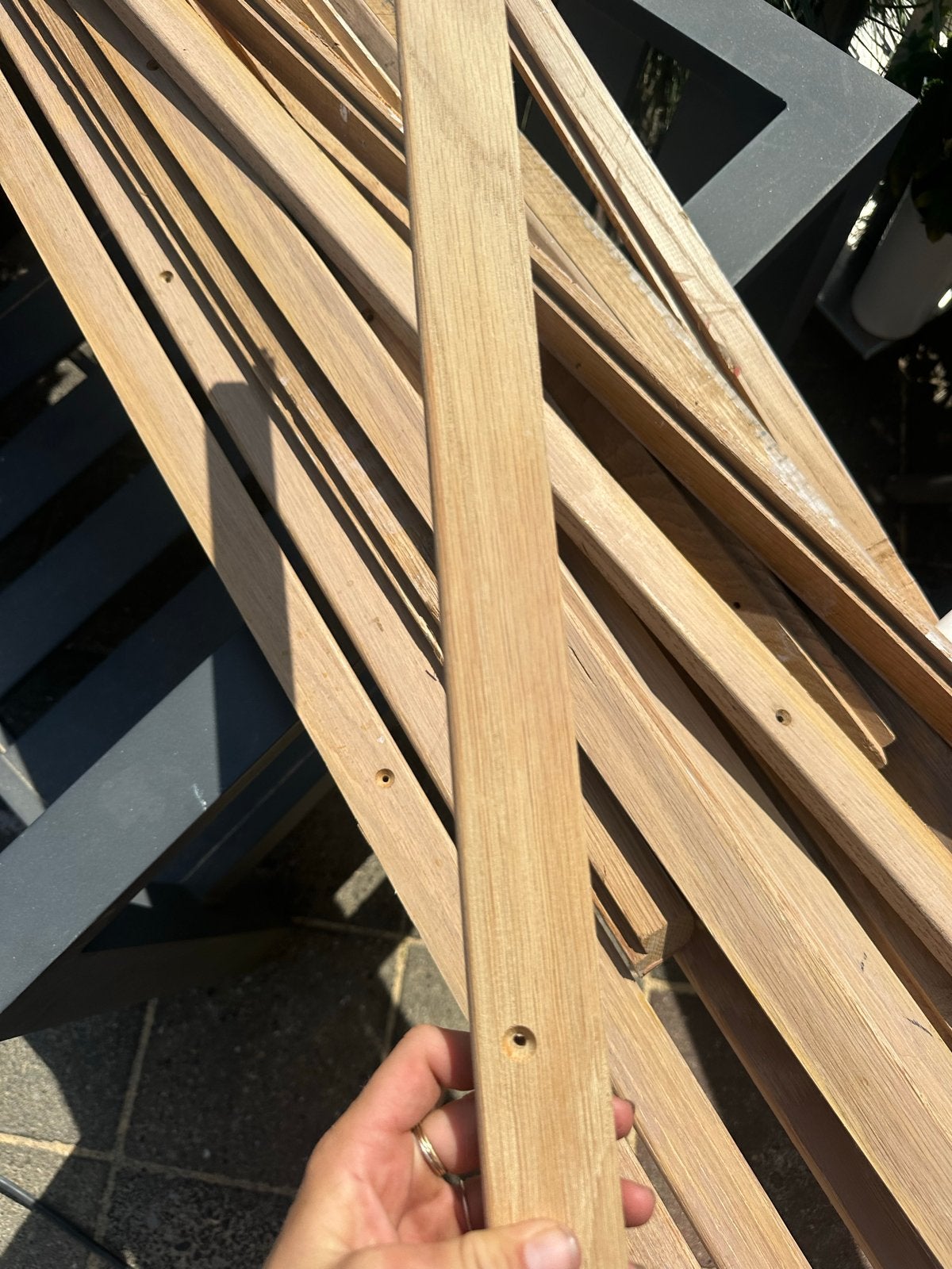 Massief eikenhout plinten, ongeveer 20 meter, gebruikt, Doe-het-zelf en Verbouw, Plinten en Afwerking, Overige materialen, Gebruikt