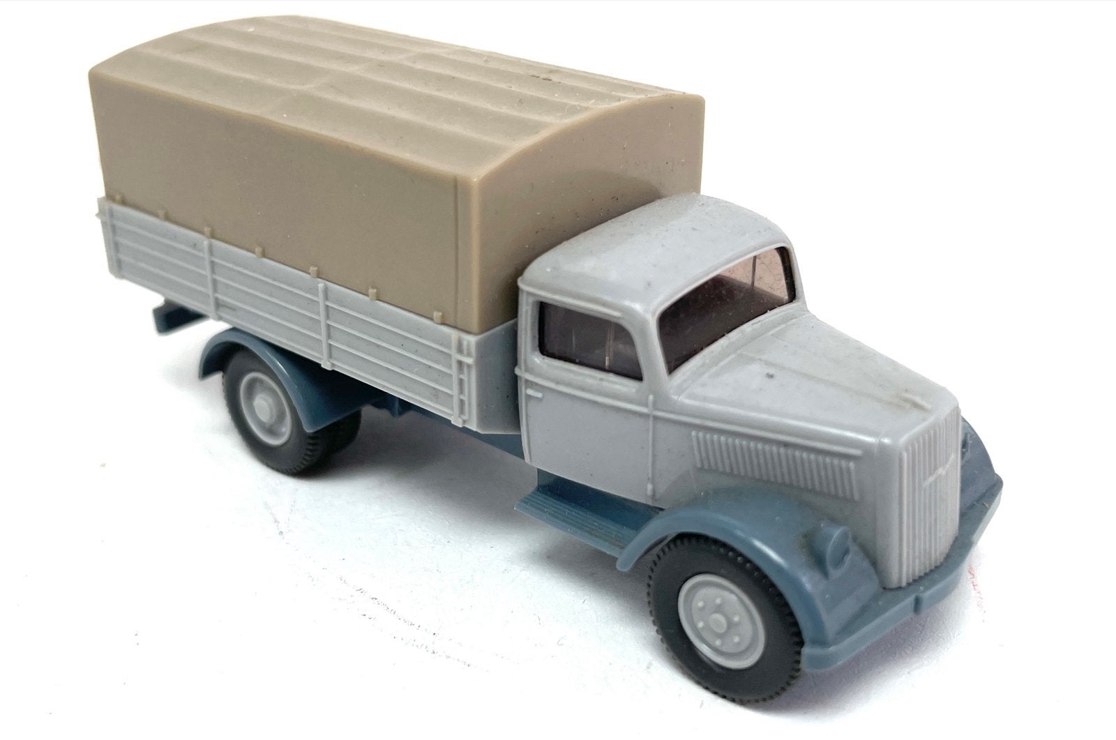 Vintage Speelgoed Vrachtwagen met Huif - Grijs/Blauw, Ophalen of Verzenden, Gebruikt, Bus of Vrachtwagen