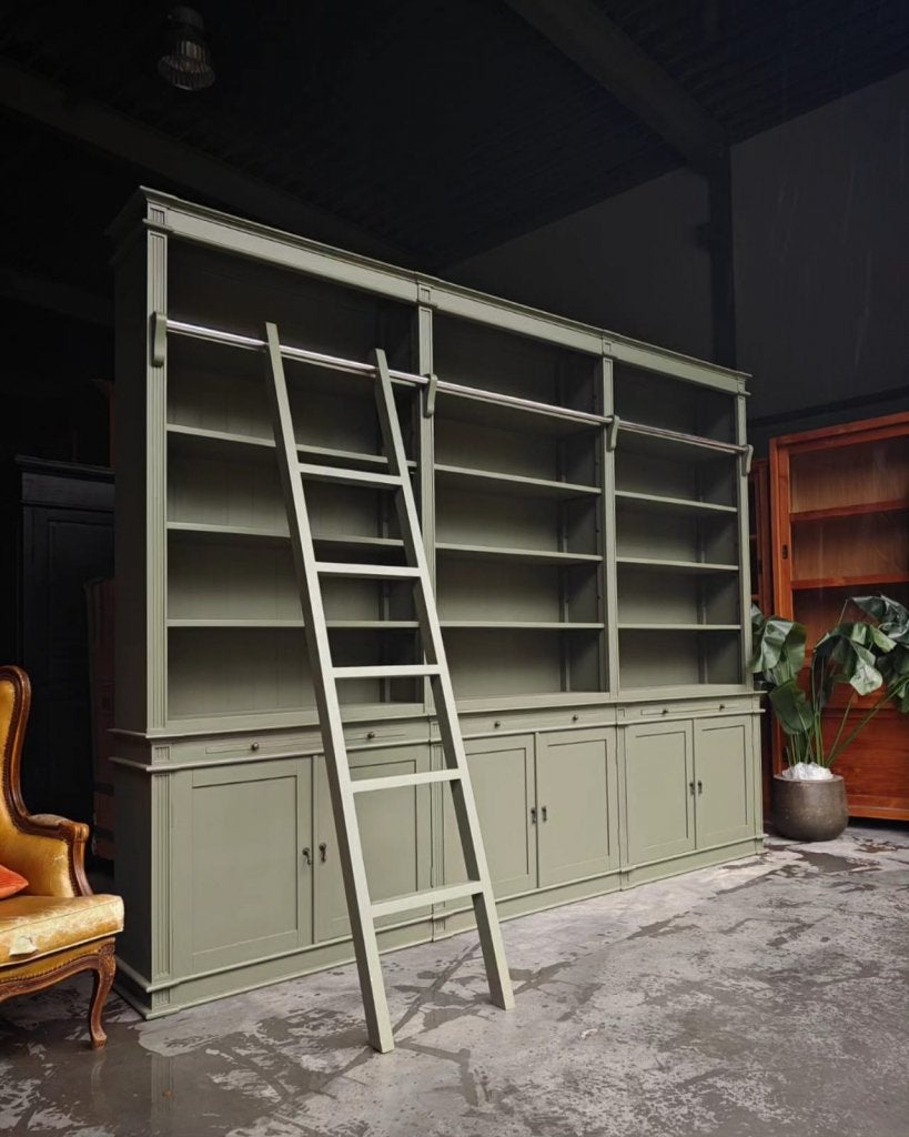XXL Mosgroene Bibliotheekkast ~ Boekenkast #321, Niet ingevuld, 200 cm of meer, Teakhout, 150 tot 200 cm
