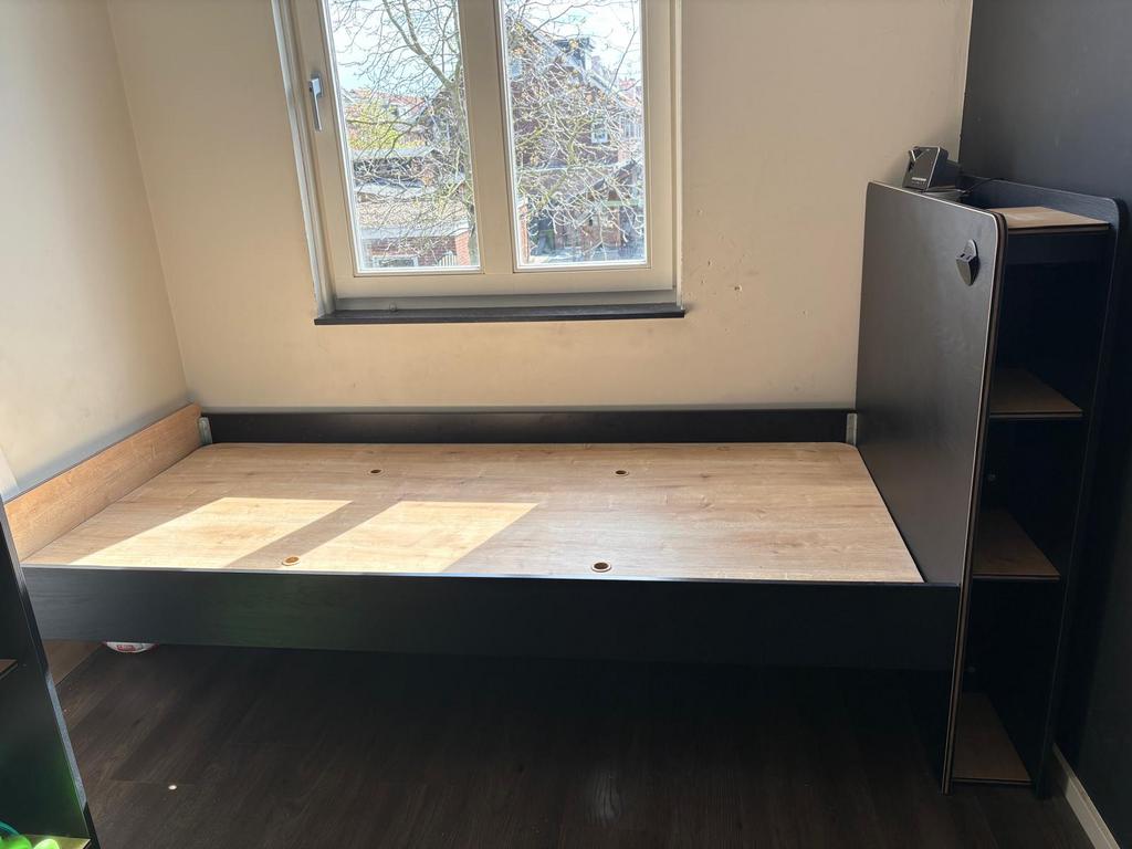Bed, Huis en Inrichting, Slaapkamer | Bedden, Ophalen, 100 cm, Eenpersoons, Zwart