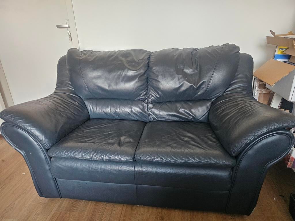 Leren 2-zitsbank, Huis en Inrichting, Banken | Bankstellen, Ophalen, Gebruikt, 150 tot 200 cm, Tweepersoons