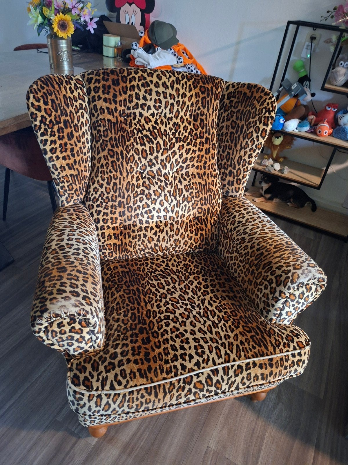 Leopard print fauteuil - Opvallende blikvanger, Ophalen, Gebruikt, 75 tot 100 cm, Stof