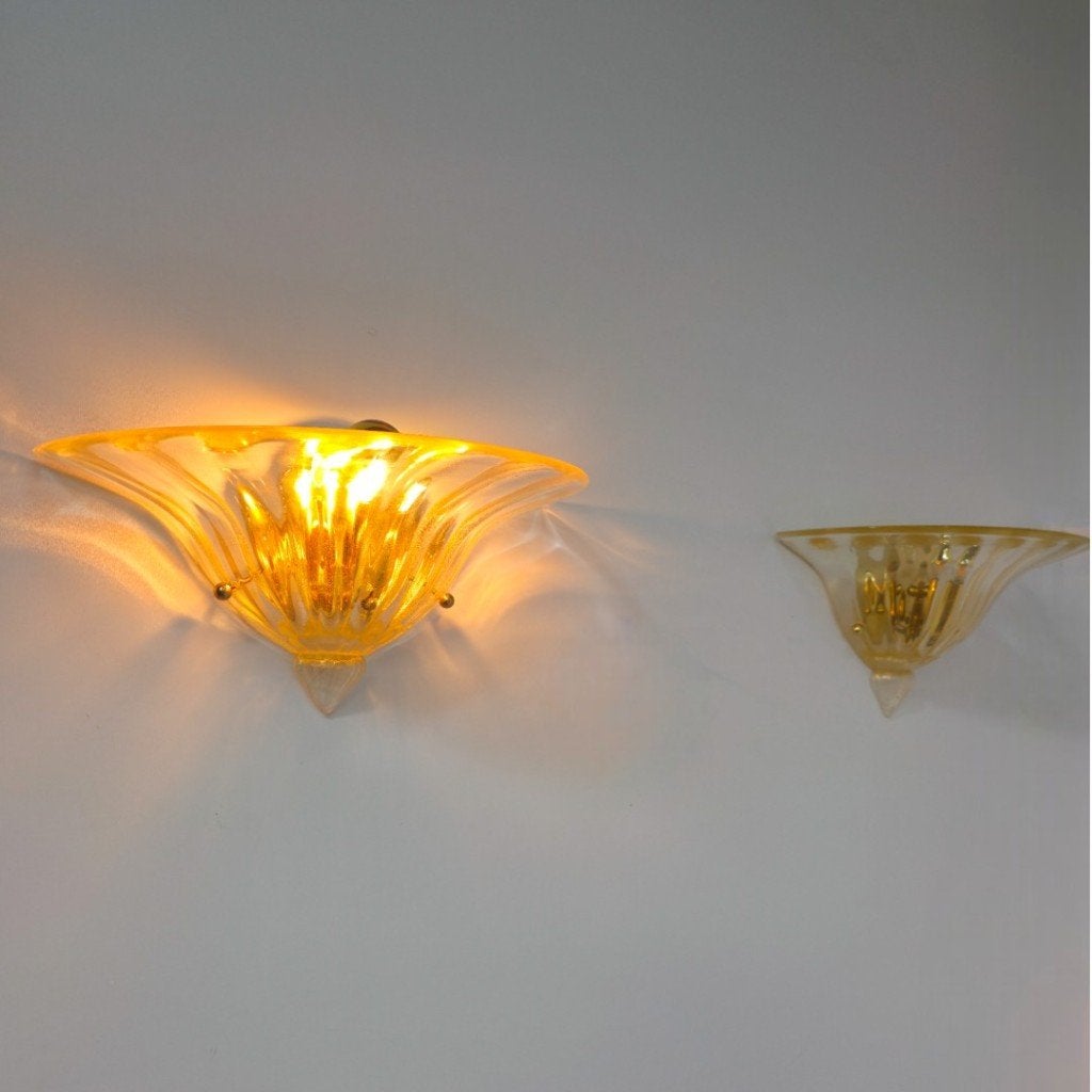 set Barovier & Toso Murano wandlampen 60's italiaans, Gebruikt, E14 (klein), Ophalen of Verzenden, Wandlamp