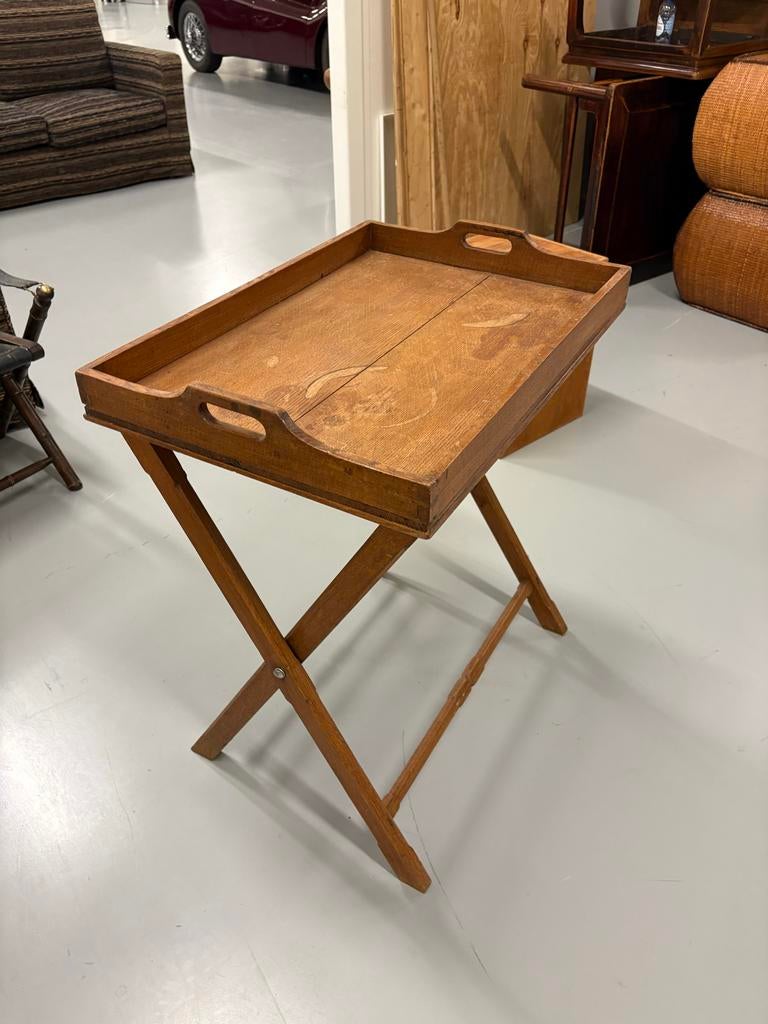 Houten dienblad met inklapbaar onderstel, Huis en Inrichting, Woonaccessoires | Dienbladen, Ophalen, Gebruikt, Rechthoekig, Hout