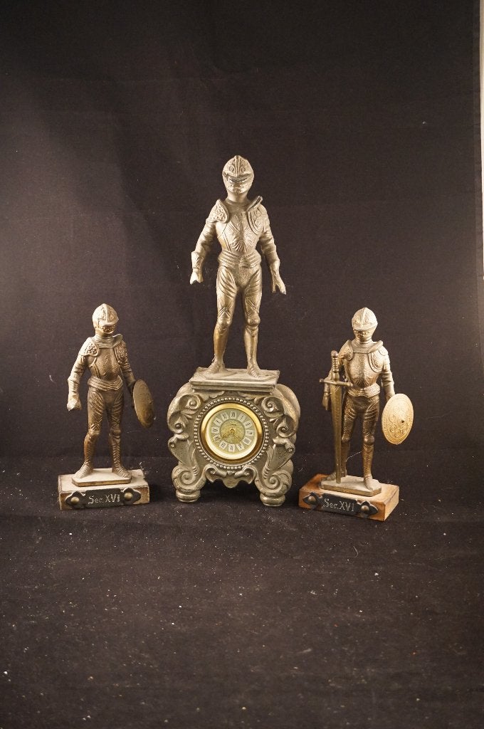 Vintage Frans klokkenstel met ridders, Ophalen