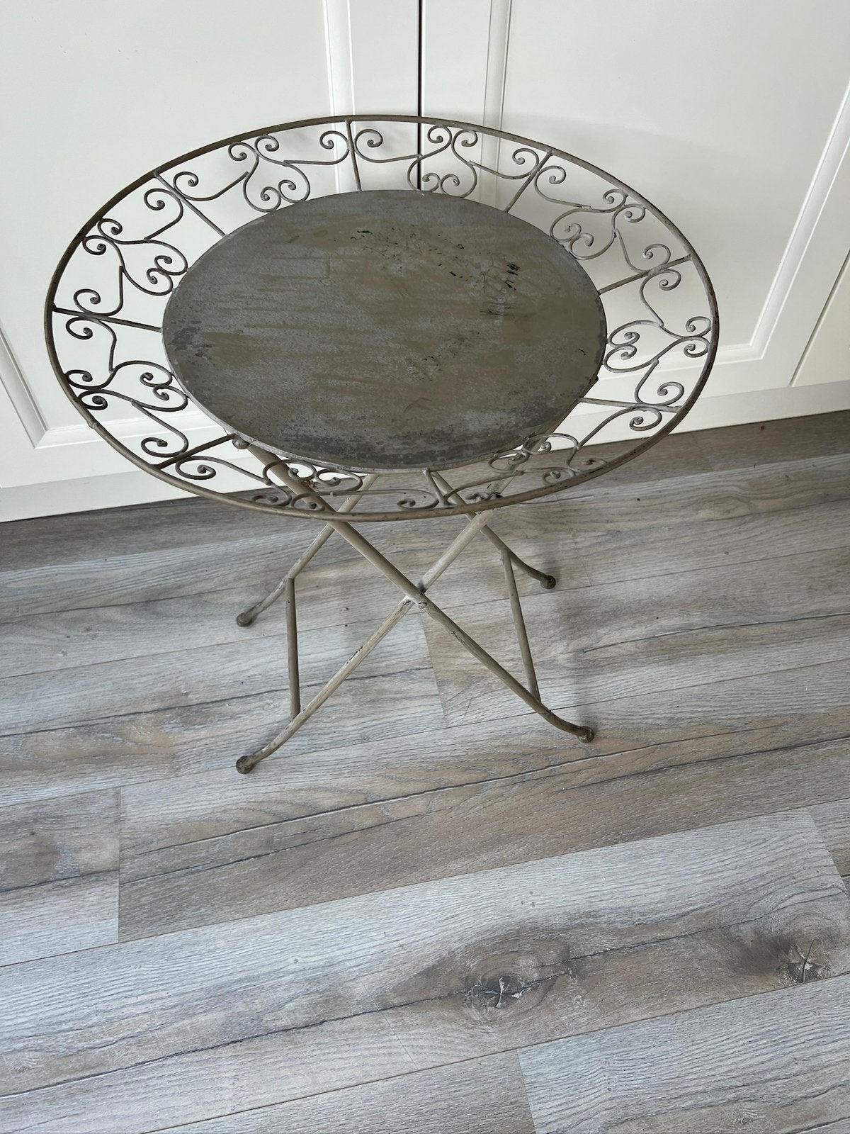 Mooie zinken tafel, Ophalen of Verzenden, Zo goed als nieuw, 75 cm of meer, 60 cm of meer