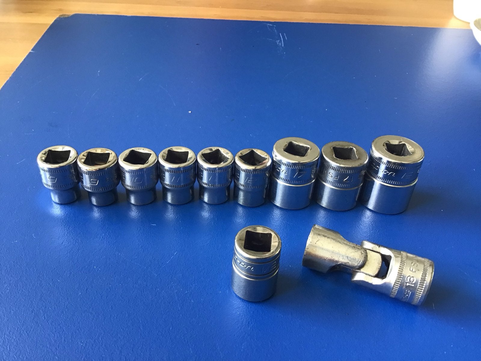 3/8” Snap-on doppen met kniegewricht, Doe-het-zelf en Verbouw, Ophalen of Verzenden, Gebruikt, Sleutel/ratel, Overige merken