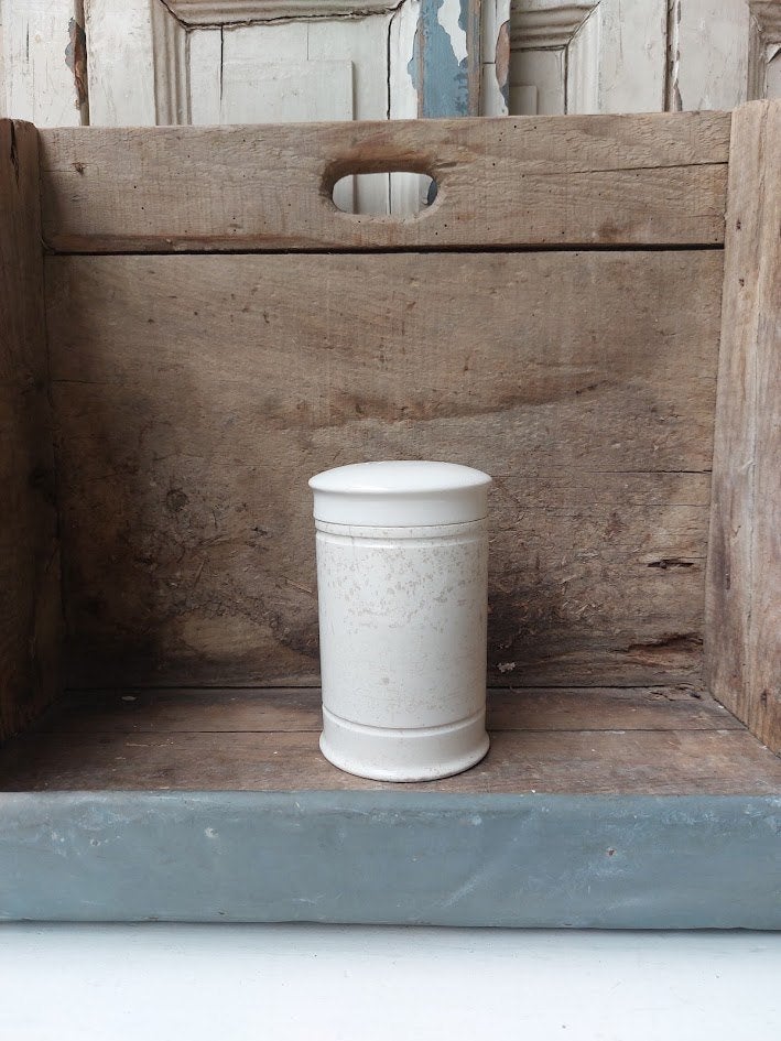 Oude Franse Zalfpot / Apothekerspot Wit, Antiek en Kunst, Ophalen of Verzenden
