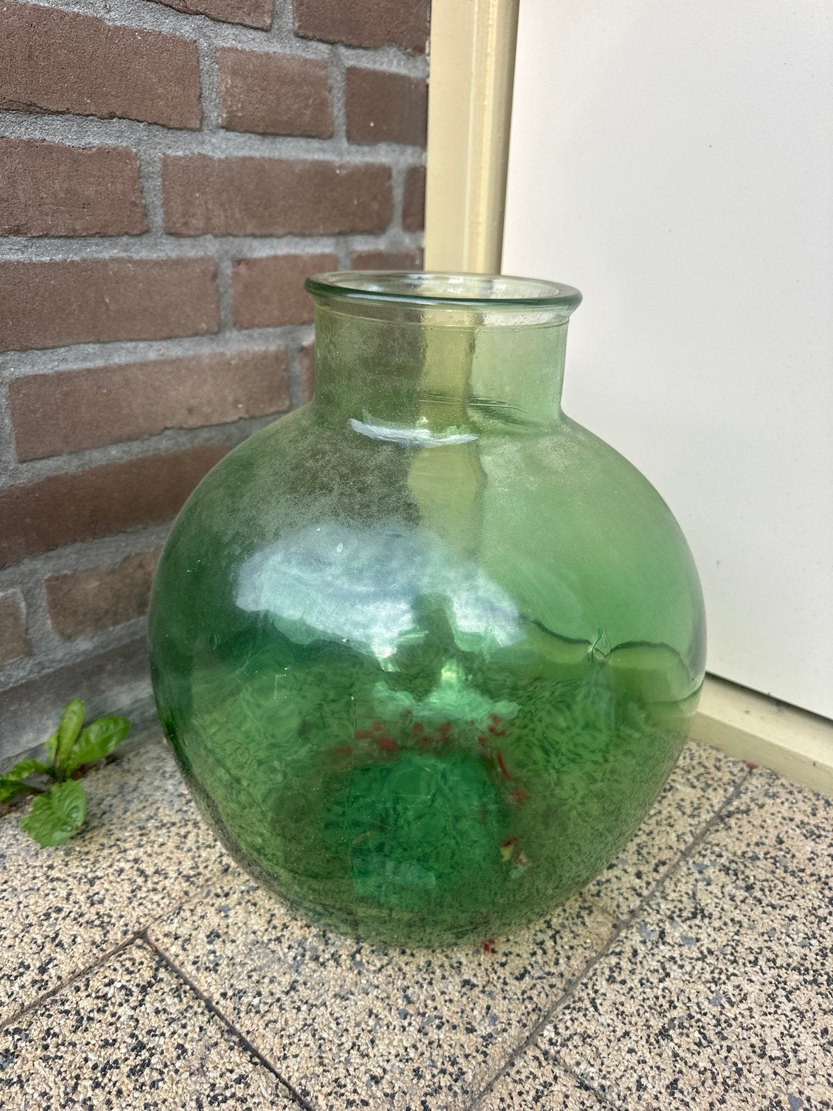 Grote groene glazen vaas/fles, Ophalen of Verzenden