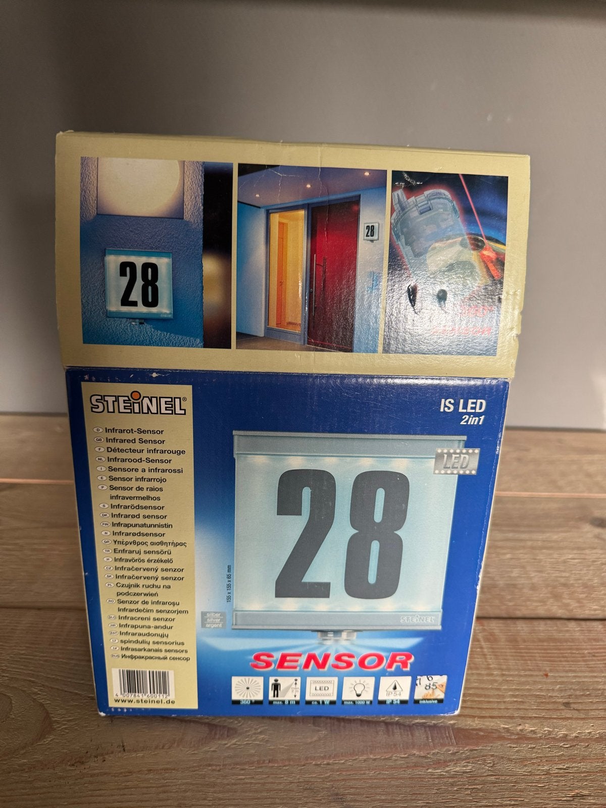 Steinel LED huisnummerlamp met sensor - Nieuw in doos, Metaal, Met sensor, Overige merken, Grijs
