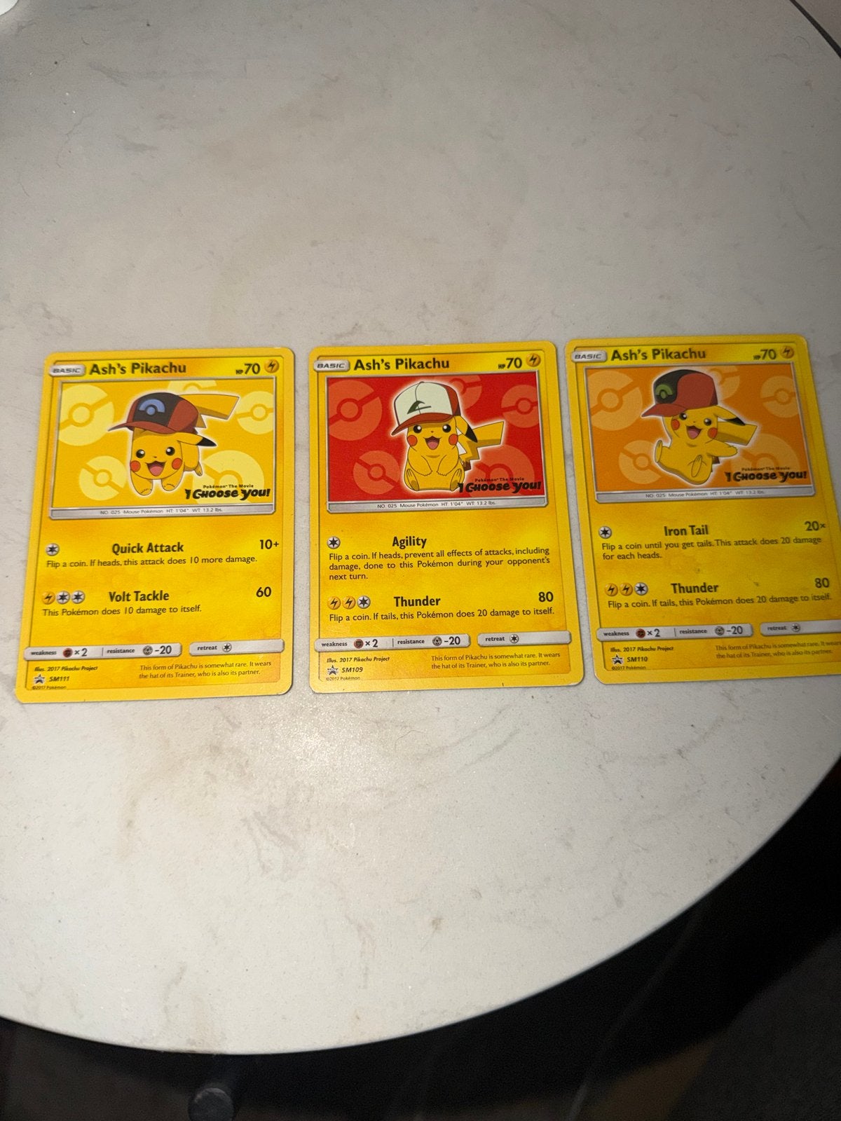 Ash's Pikachu Pokémon Kaarten - Set van 3, Hobby en Vrije tijd, Verzamelkaartspellen | Pokémon, Ophalen of Verzenden, Gebruikt
