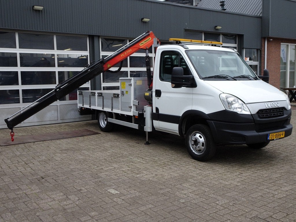 Iveco Daily 50C14G 136pk Cng / Benzine PTO Kraan Palfinger P, Auto's, Bestelauto's, Automaat, Euro 5, Gebruikt, 3560 kg