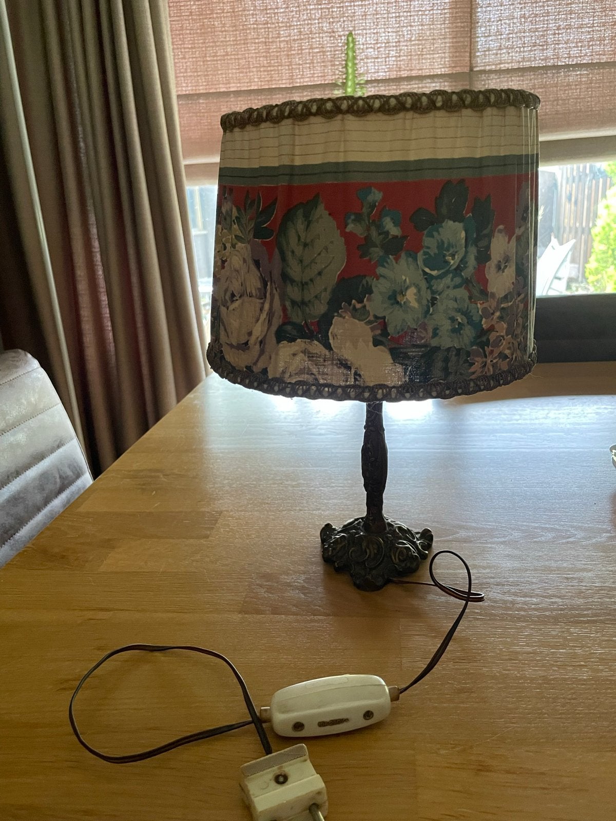 Antieke Ticino Schemerlamp Jaren '50 - Bloemenprint, Ophalen of Verzenden