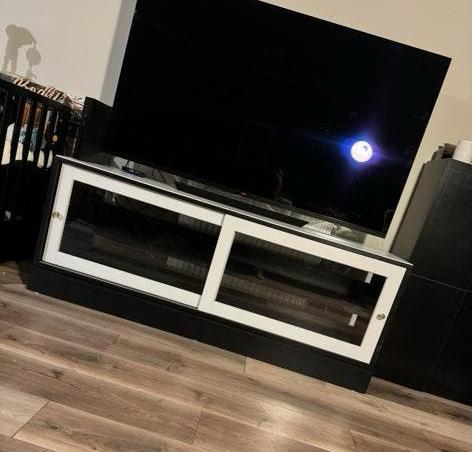 HAVSTA TV-meubel met glazen schuifdeuren, Ophalen, Gebruikt, 150 tot 200 cm, Minder dan 100 cm