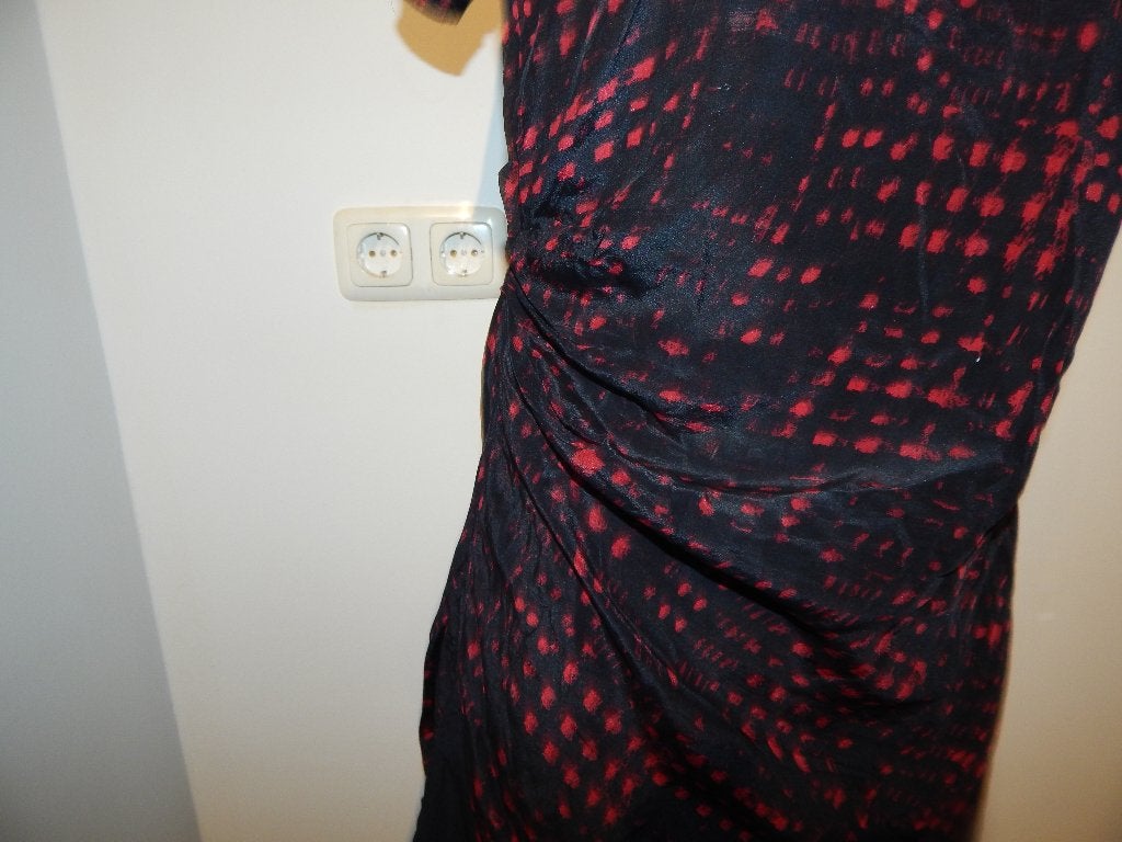 Isabel Marant etoile zijde jurk in print studs vintage 3/40, Kleding | Dames, Verzenden, Gedragen, Boven de knie, Rood